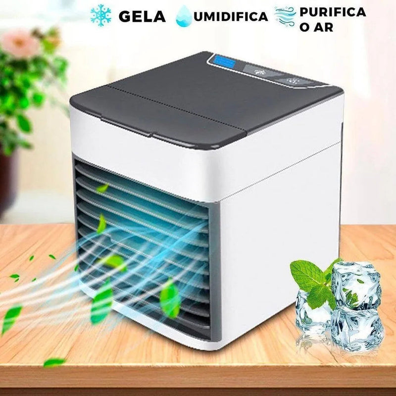 Mini Ar Condicionado Portátil Cooler Umidificador Climatizador Luz Led Clima Artic 3 Velocidades Refrigerador Pessoal