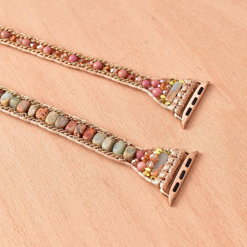 Pulseira Bohemia para Apple Watch Ultra Band 49mm 44mm 45mm 41mm 42mm 38 Handmade Natural Beads Bracelet Iwatch Series 8 7 6 Se 5 3